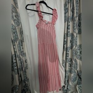 Pink Striped Sleeveless Dress